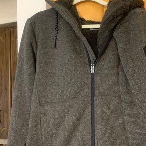 Men's Hooded Zip Jacket in mushroom color
